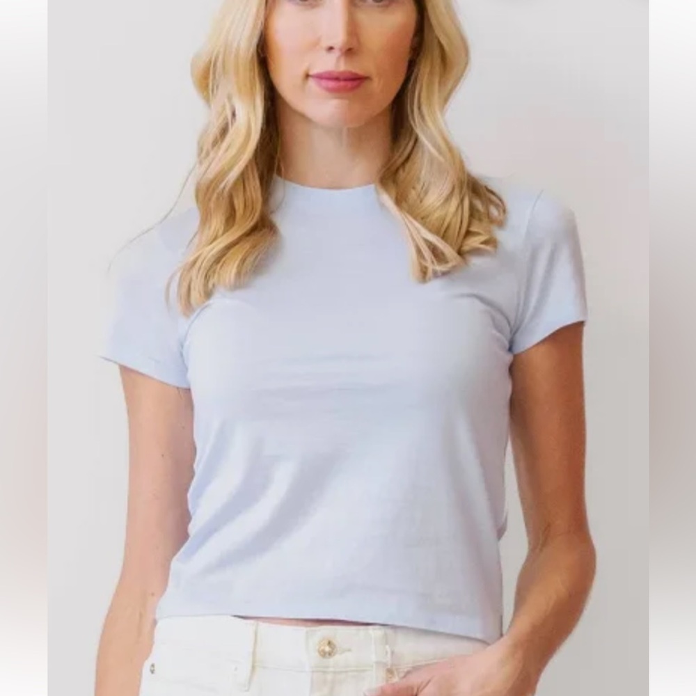 NWT $98 Frame Light Blue Short Sleeve Baby Tee Size XS /TP